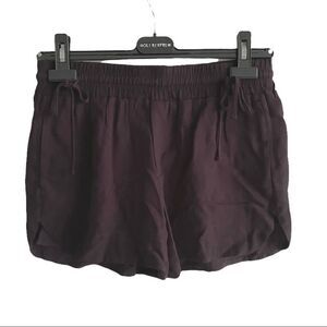 JAMES PERSE High Waisted Elastic Waist Shorts Dark BlackBerry 0